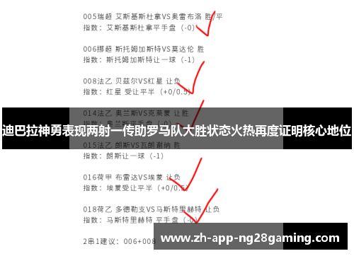 迪巴拉神勇表现两射一传助罗马队大胜状态火热再度证明核心地位